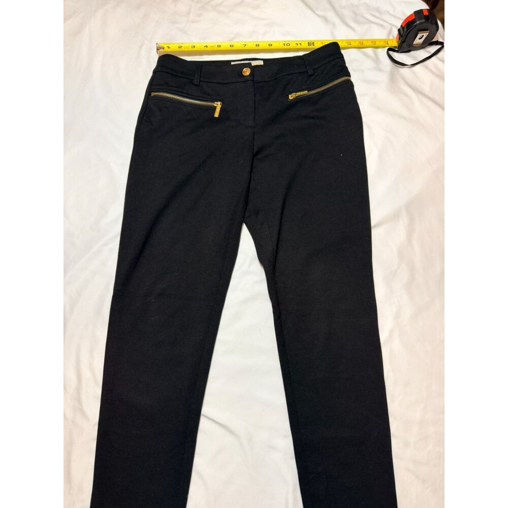 Michael Michael Kors Black Skinny Pants With Gold Zipper Accents Size 4